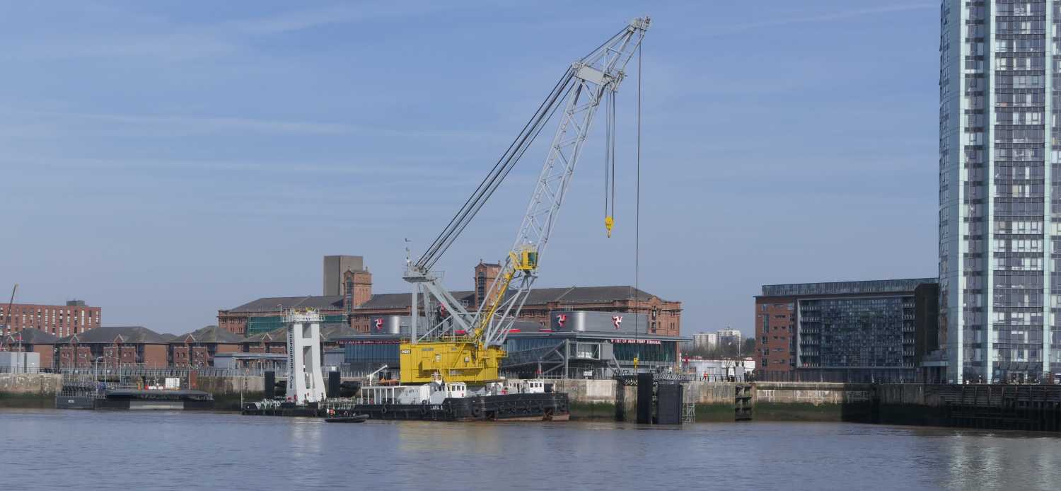 Isle of Man ferry terminal with floating crane